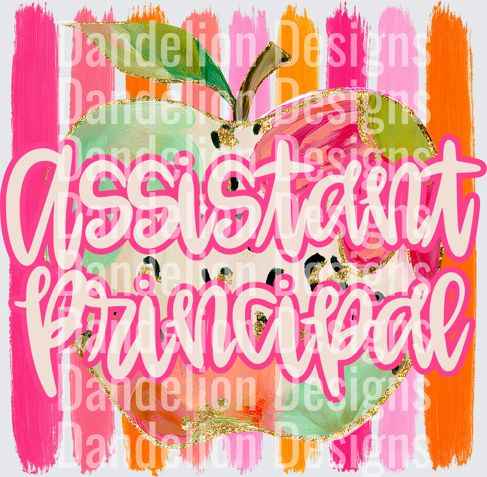 Assistant Principal Colorful Painted Apple Gold Glitter