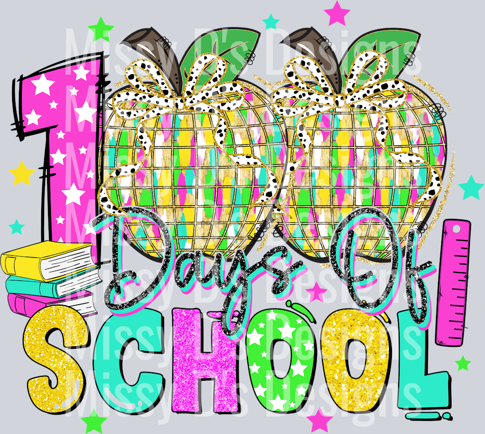 glitter 100 days teacher apple