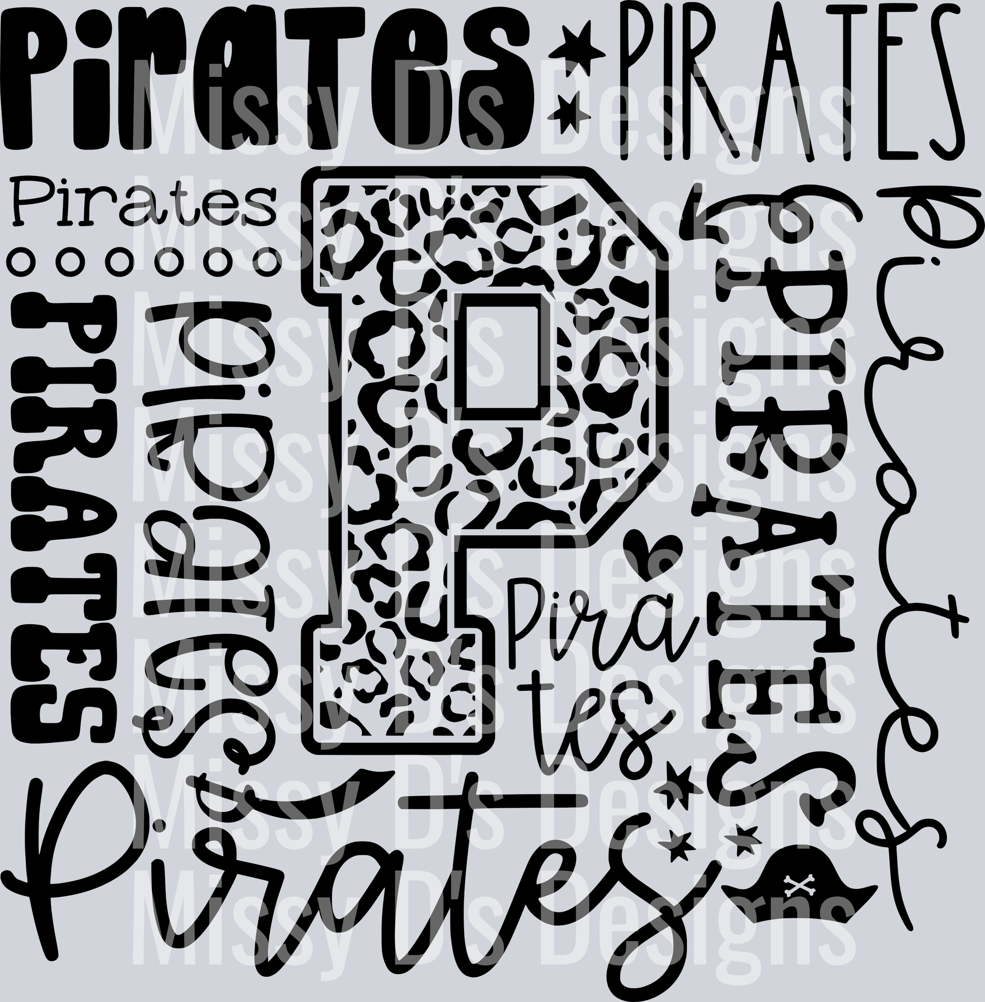 Pirates Typography collage - black