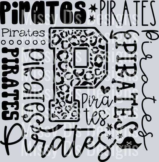 Pirates Typography collage - black