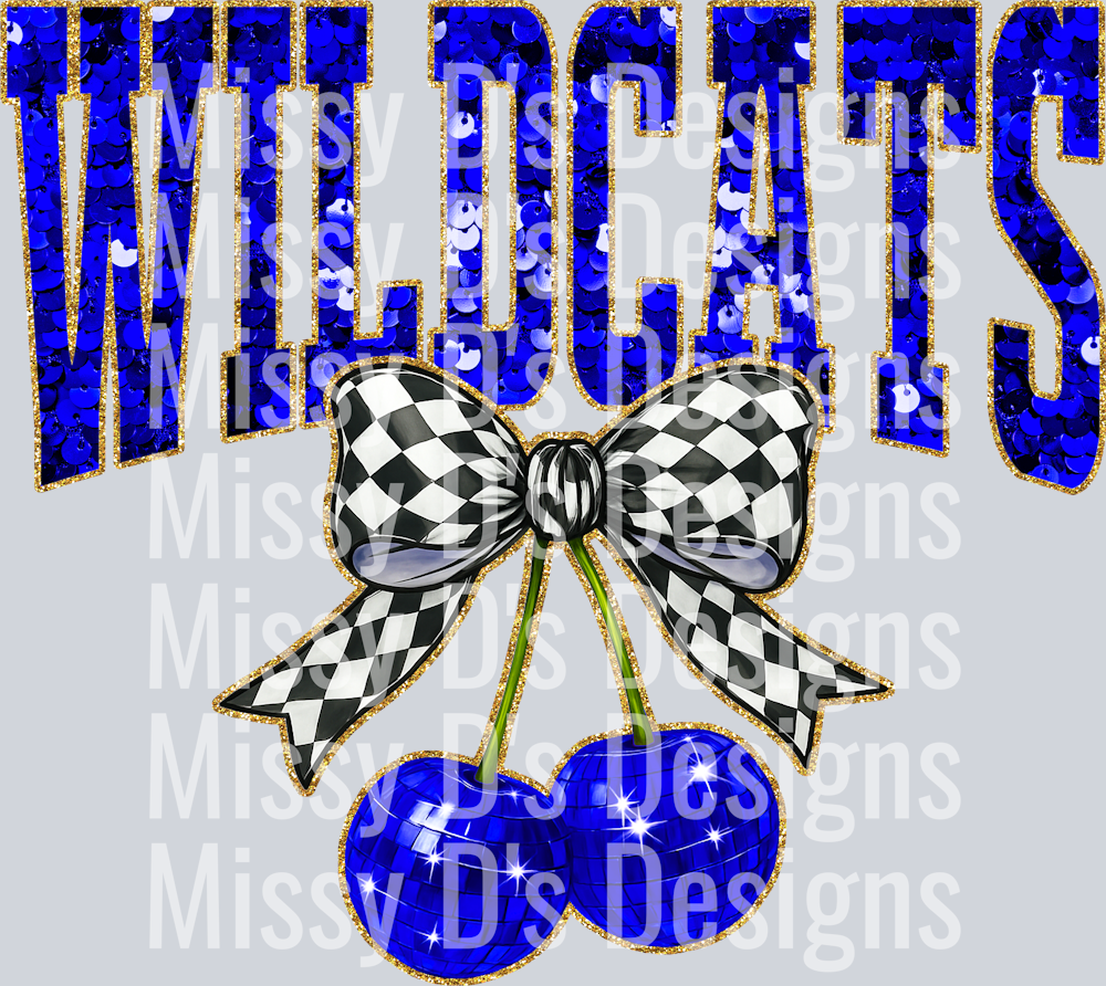 Blue Sequin Cherry Wildcats
