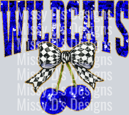 Blue Sequin Cherry Wildcats