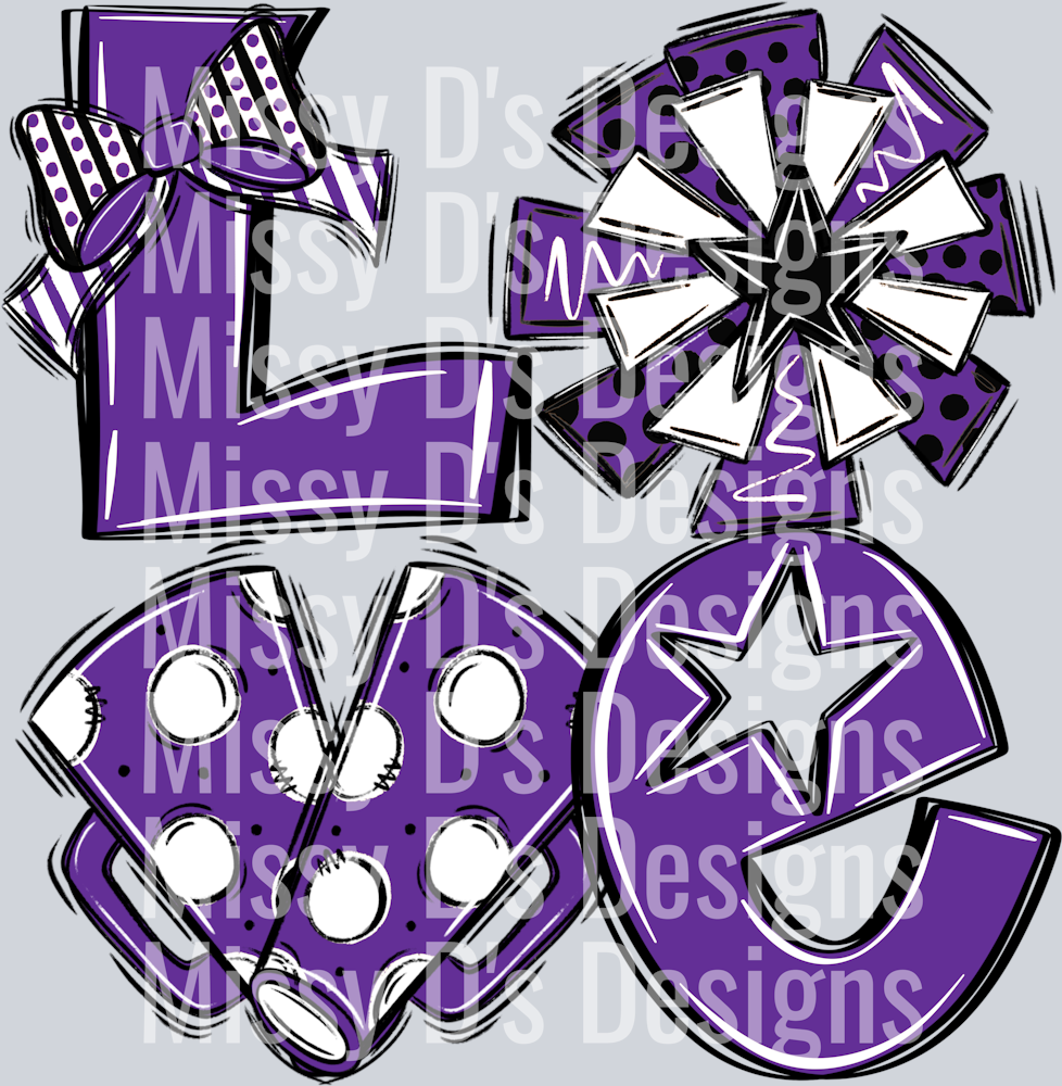 LoveCheerpurpleblkwht