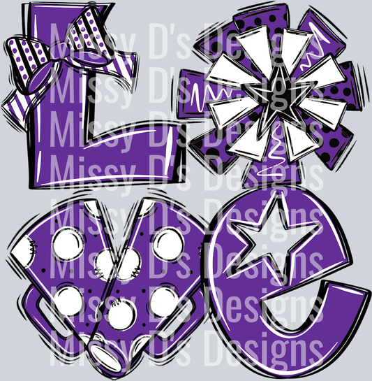 LoveCheerpurpleblkwht