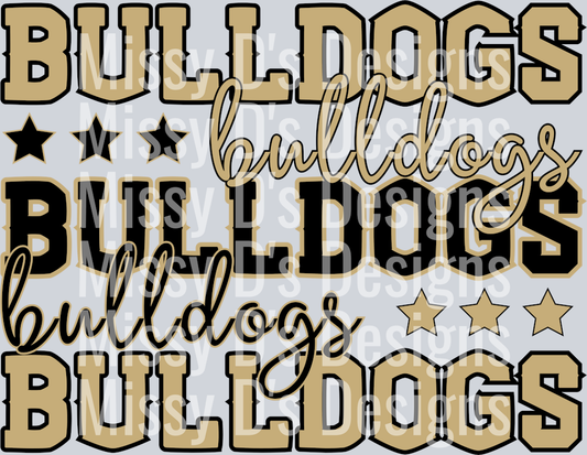 bulldogs stacked gold black