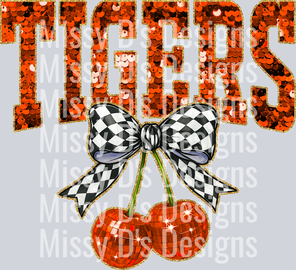 Orange Sequin Cherry Tigers