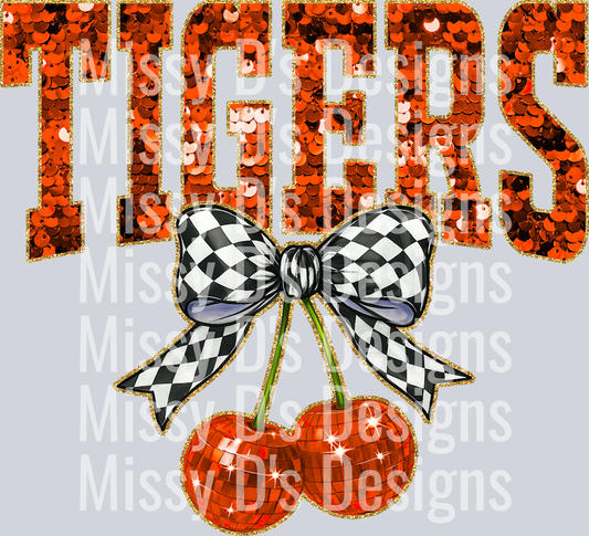 Orange Sequin Cherry Tigers