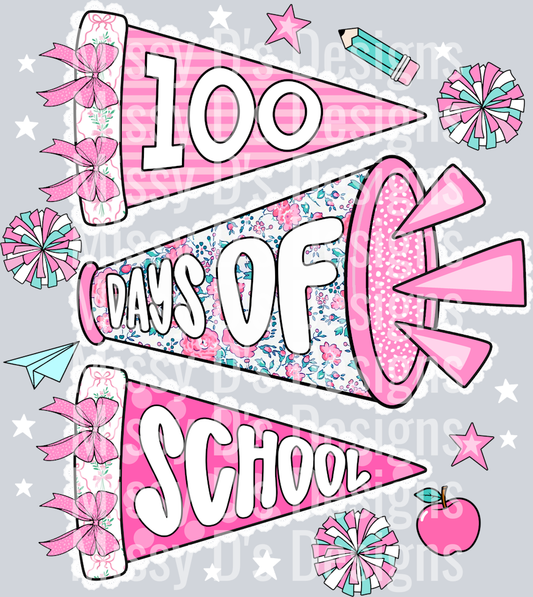 100 days of school pink pennants