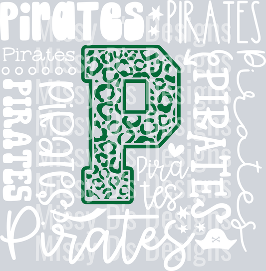 Pirates Typography Collage - green white
