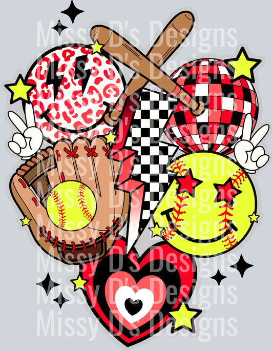 Retro_Softball_Collage_Red