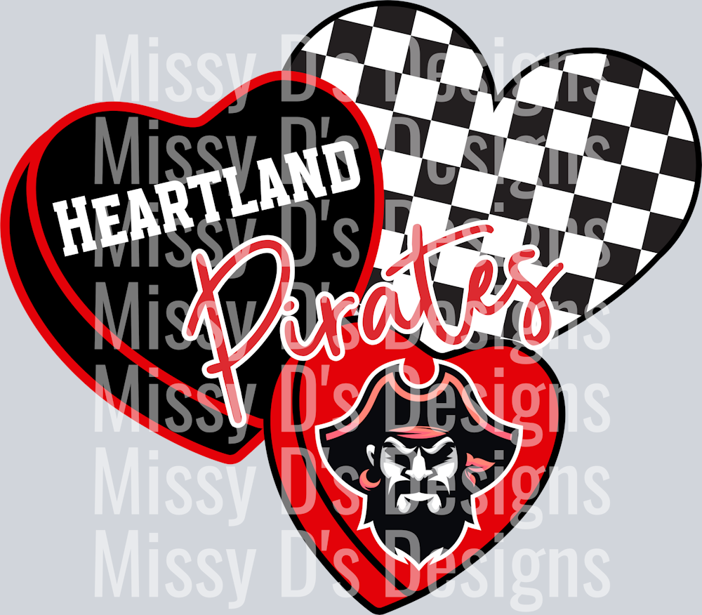 Checkered Conversation Hearts Red Heartland Pirates