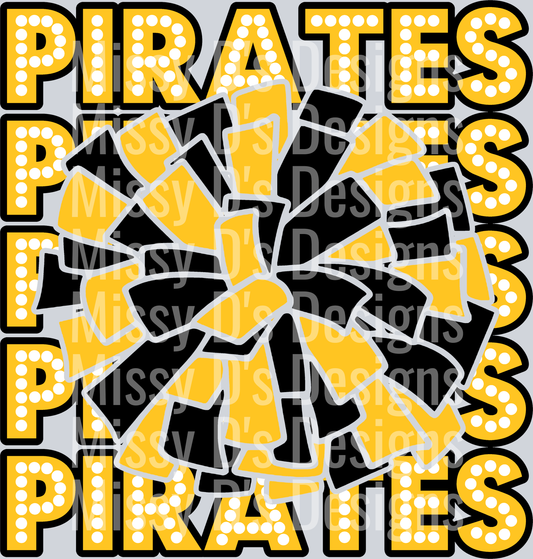 pirates black gold pom pom
