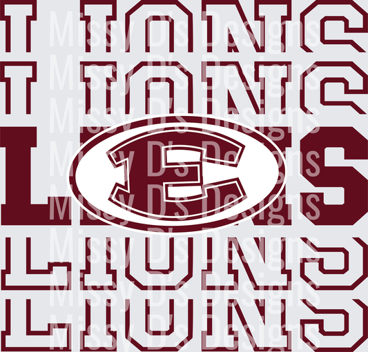 Stacked Mascot Ennis Lions