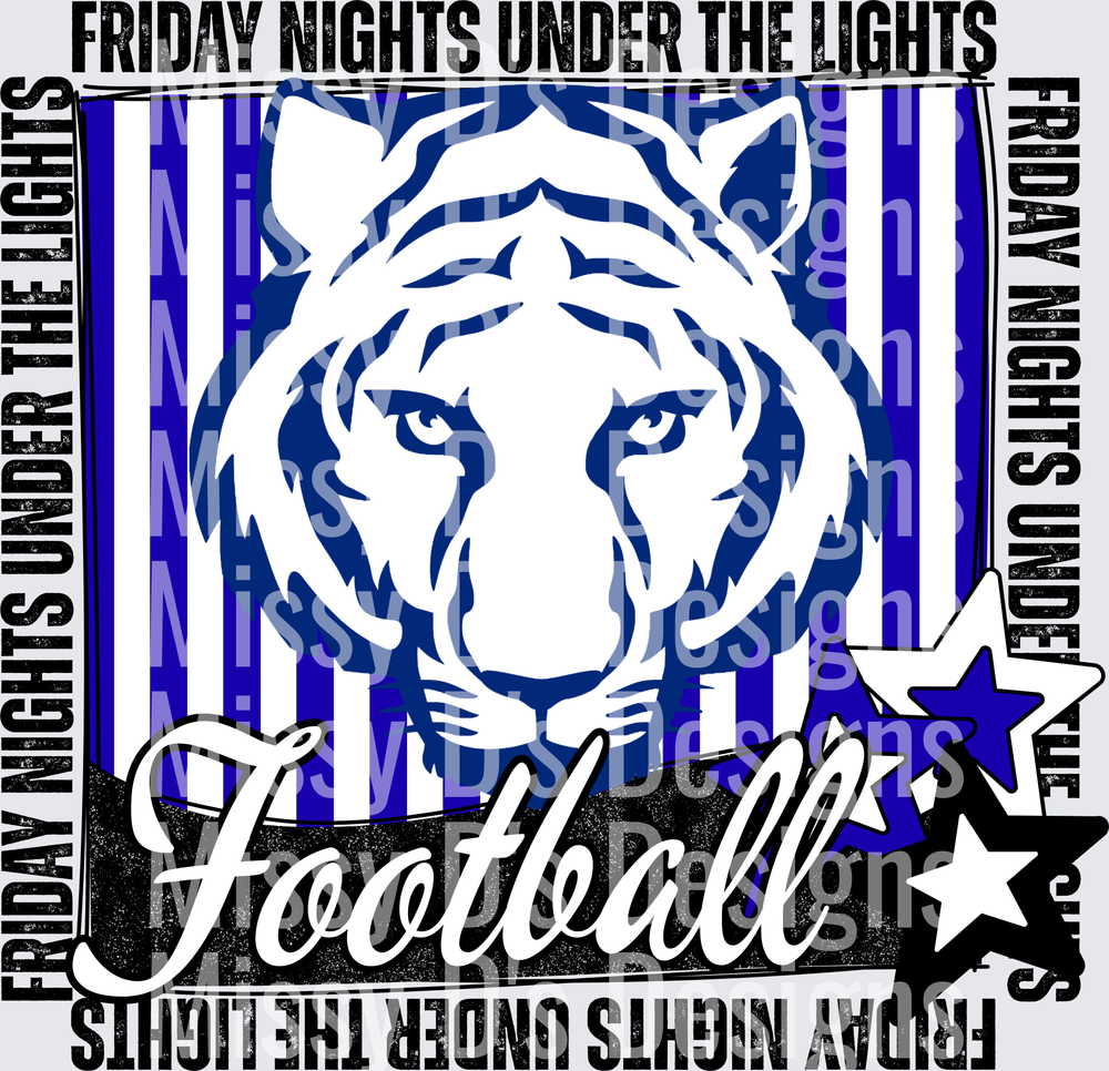 Friday Nights Under The Lights Blue and White Tigers Football