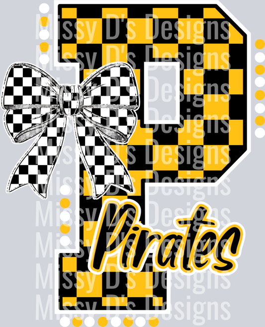 Pirates Checkered P with Checkered Bow
