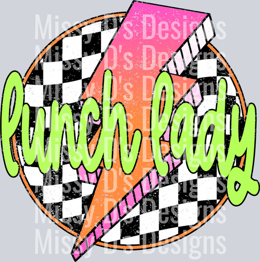 Checkered Lightning Lunch Lady