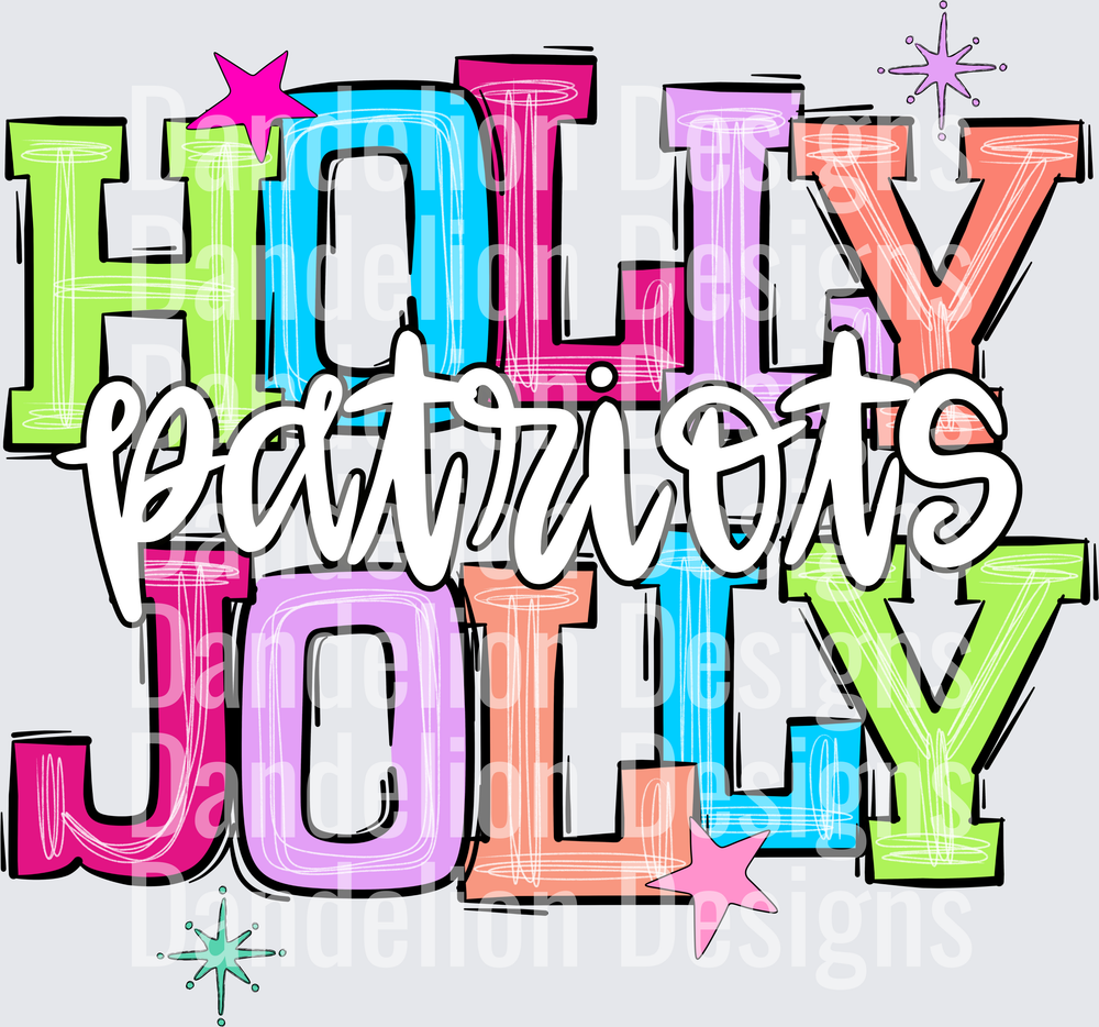 Holly Jolly Patriots Colorful Retro Bold Typography