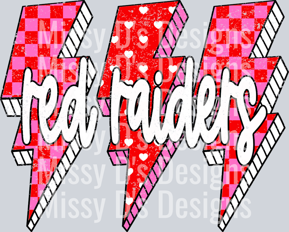 Valentine Lightning Bolts red raiders