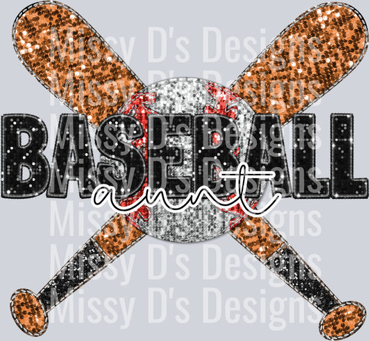glitter baseball aunt bats