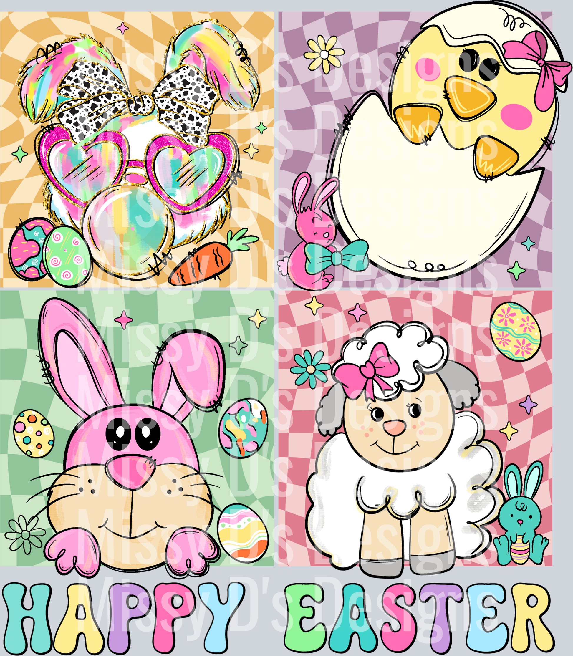happy easter 4 square coquette