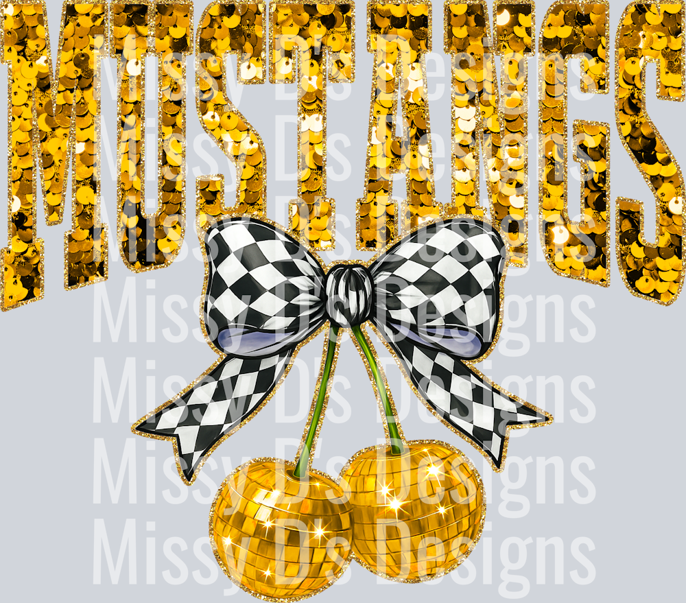 Gold Sequin Cherry Mustangs