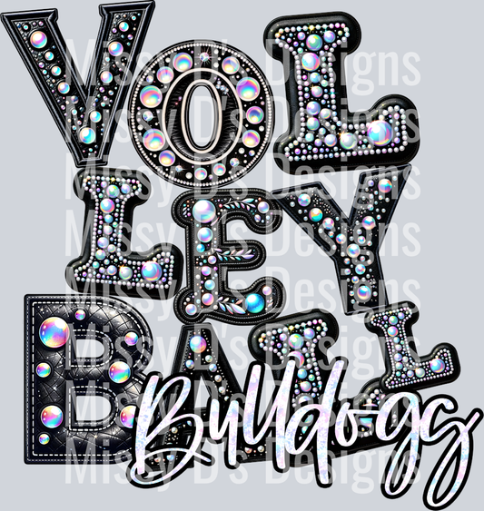 Leather Rhinestone Volleyball Bulldogs