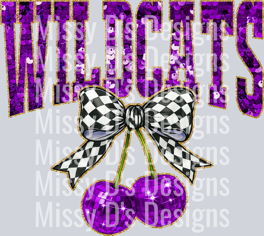 Purple Sequin Cherry Wildcats