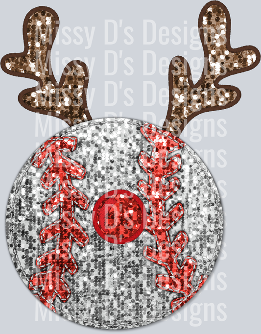 glitter baseball reindeer