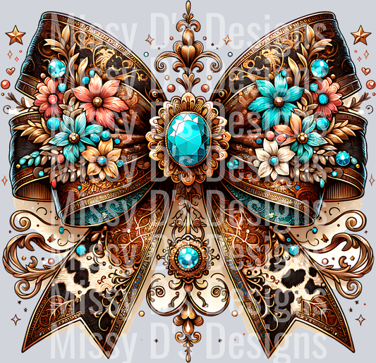 brown turquoise western bow coquette