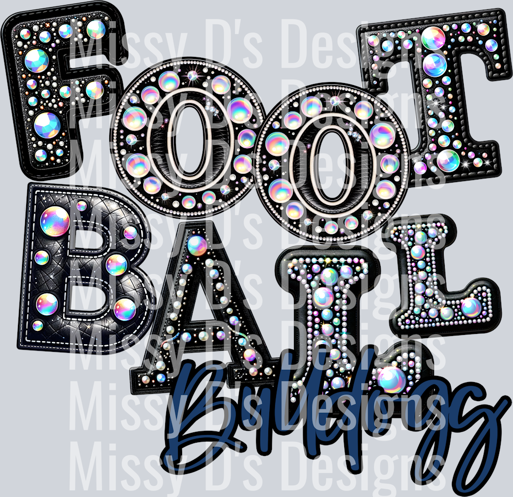 Leather Rhinestone Football Bulldogs Navy