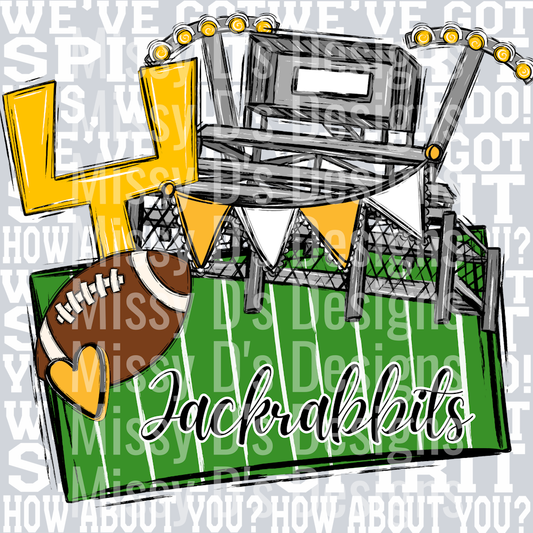 jackrabbits white writing football field