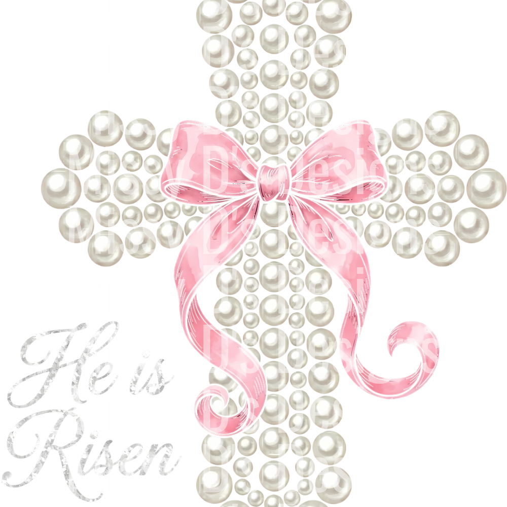 7_He Is Risen Pearl Cross Pink Bow