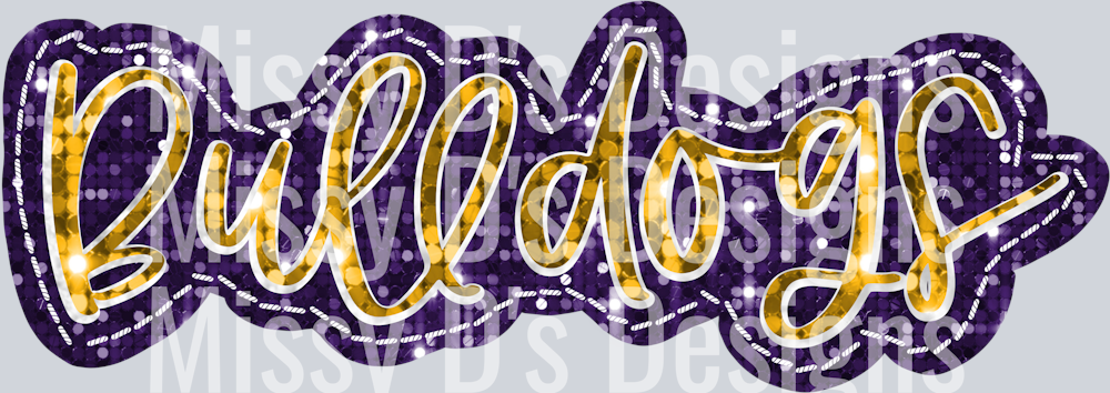 Bulldogs sequin purple gold