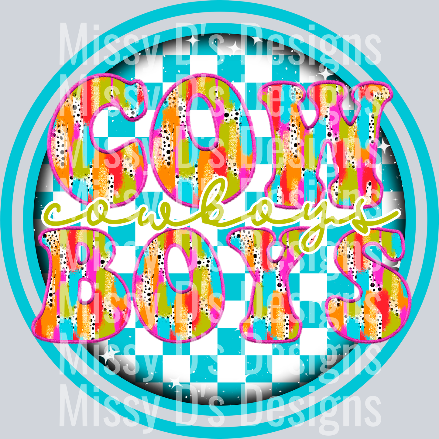 Blue_Checker_Circle colorful stroke cowboys
