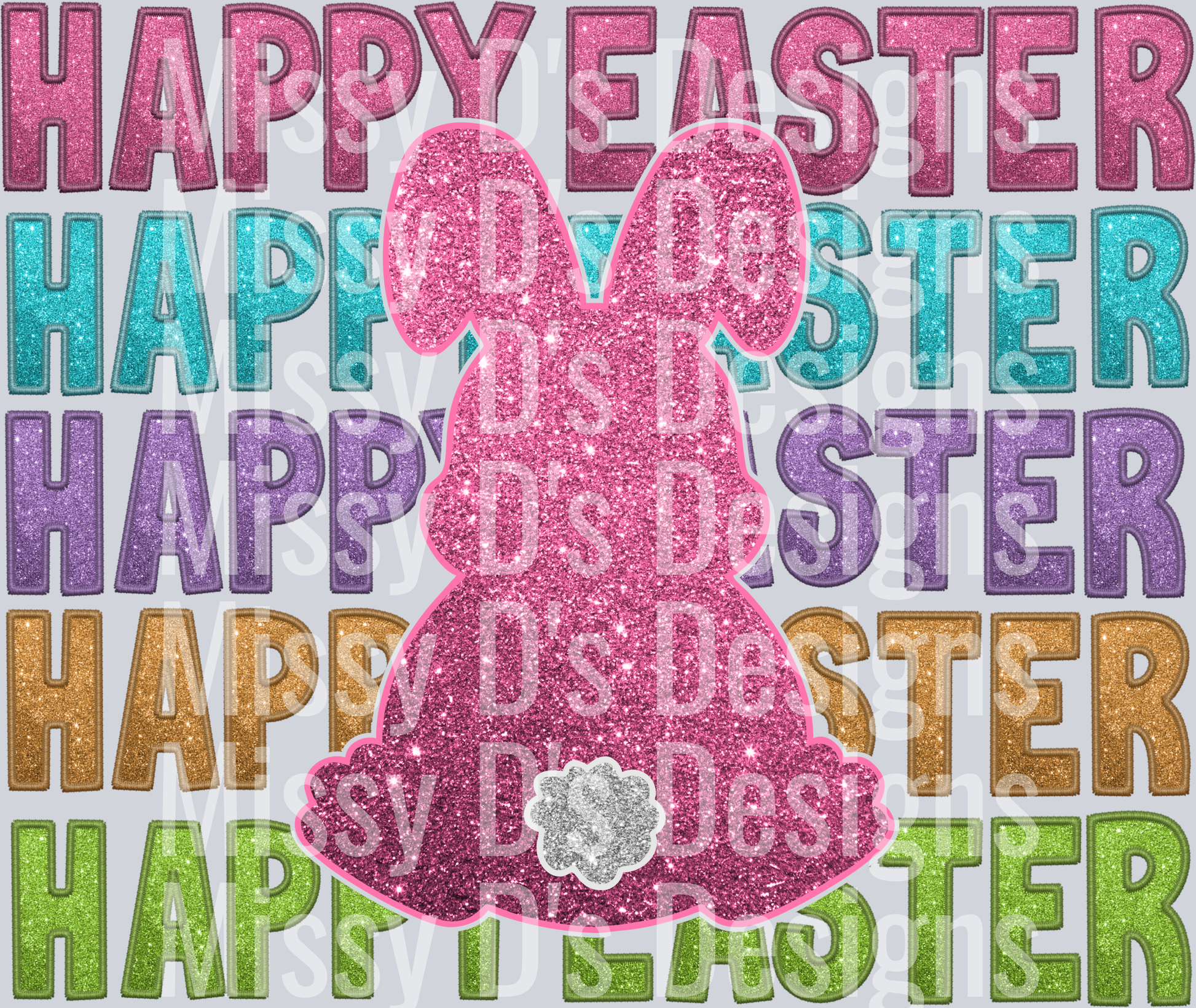 happy easter faux glitter bunny