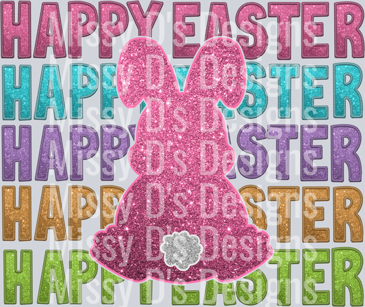 happy easter faux glitter bunny