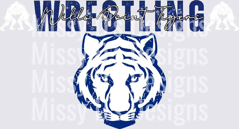 Wills Point Tigers Wrestling Distressed Tiger Face