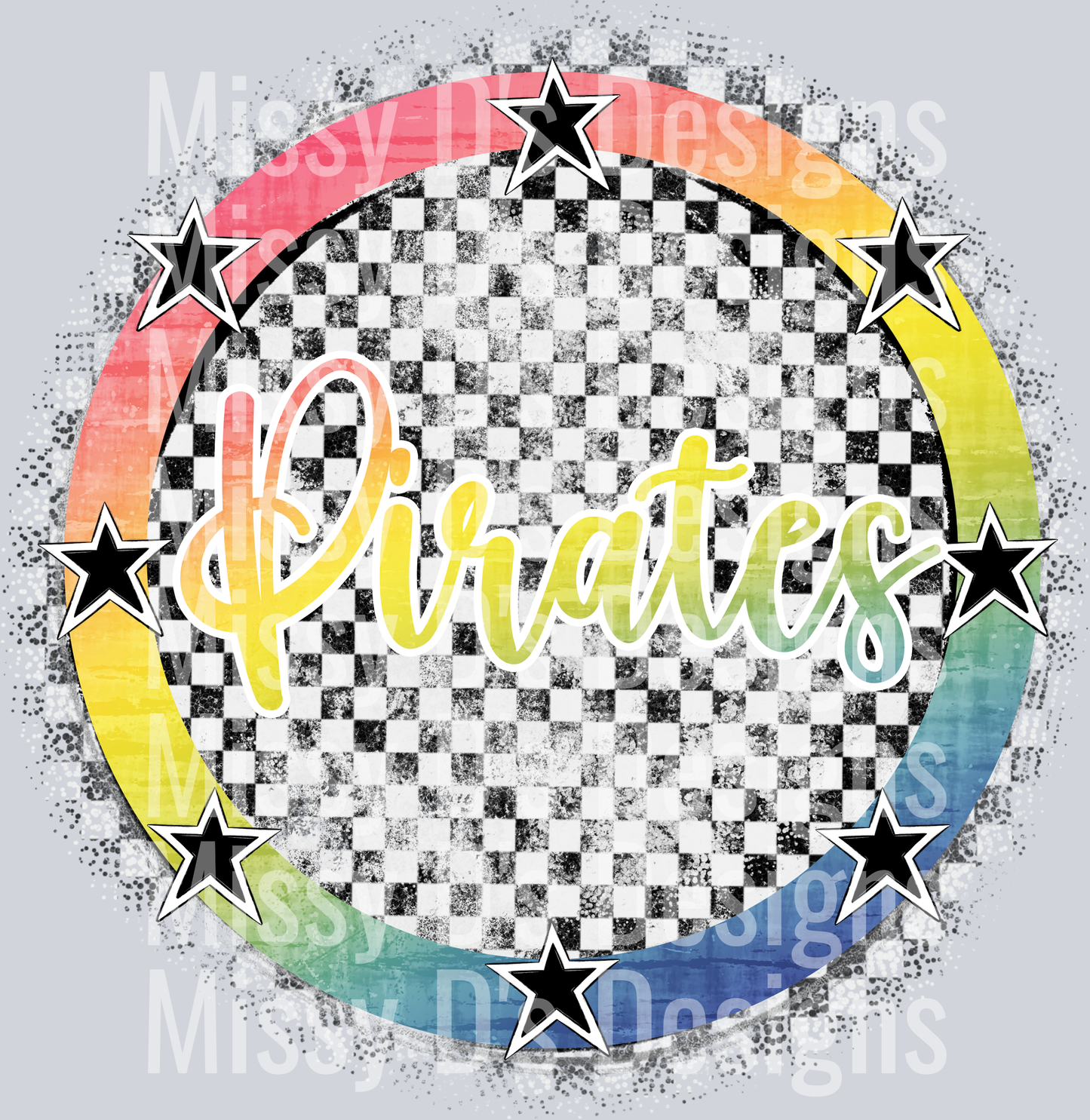 Rainbow checkered mascot pirates