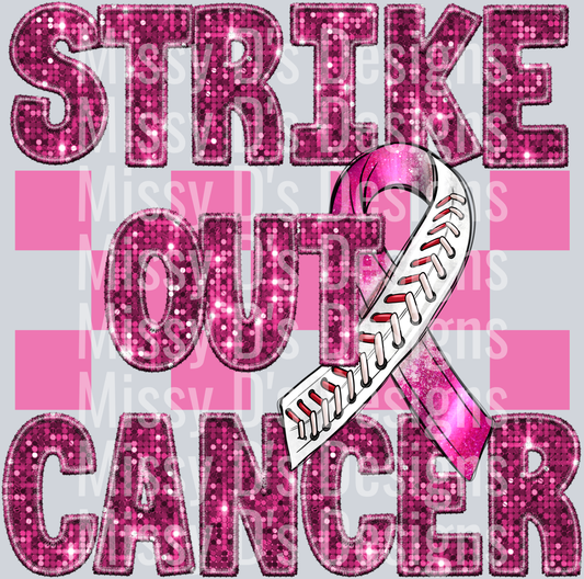 strike out cancer ribbon baseball