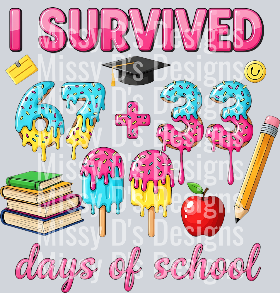 100 days of school I survived 67 plus 33 days of school ice cream