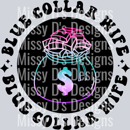 Color Blue Collar Wife Pocket Design