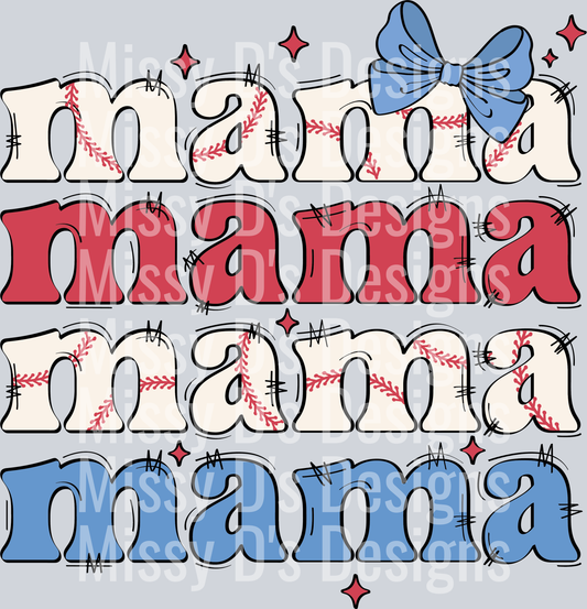 baseball mama stacked red white blue