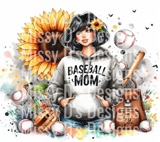Black hair Baseball Mom