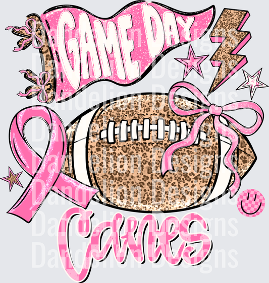 Game Day Cures Breast Cancer Awareness Football Pink Bow