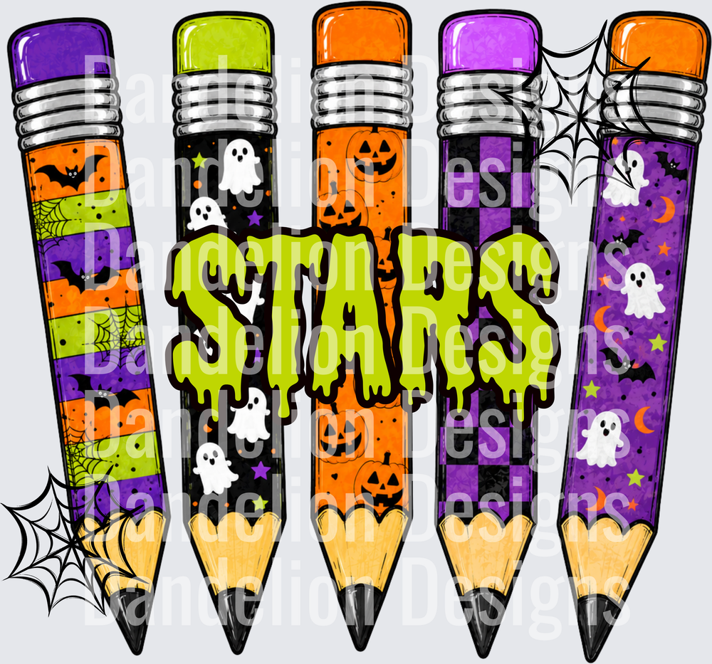 Halloween STARS Dripping Slime Pencils Ghosts Pumpkins Bats