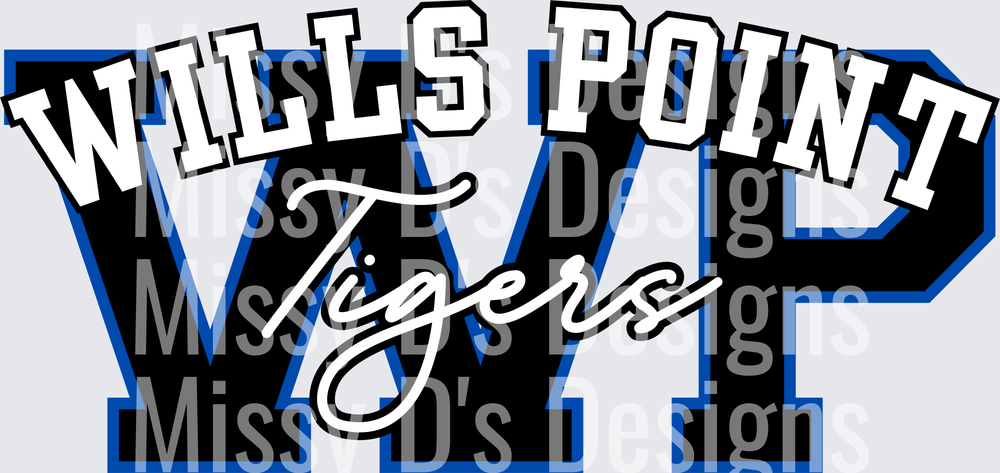 Wills Point Tigers WP Bold Varsity Letter Logo