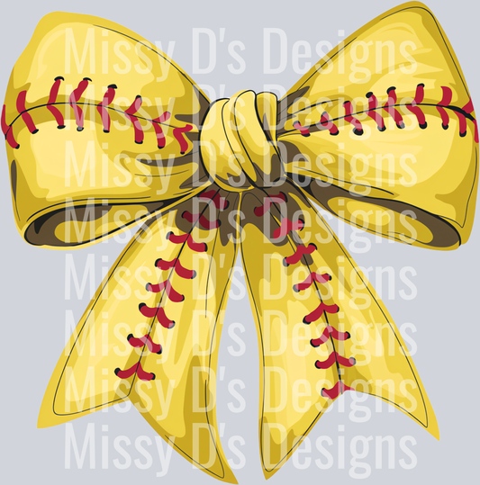 Coquette Bow Softball Png