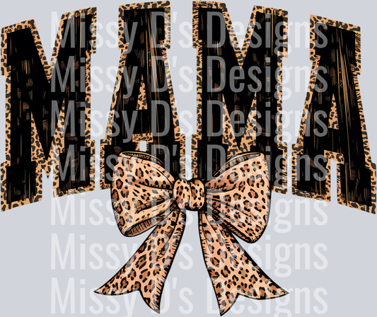 Mama Png, Coquette Leopard Bow Png