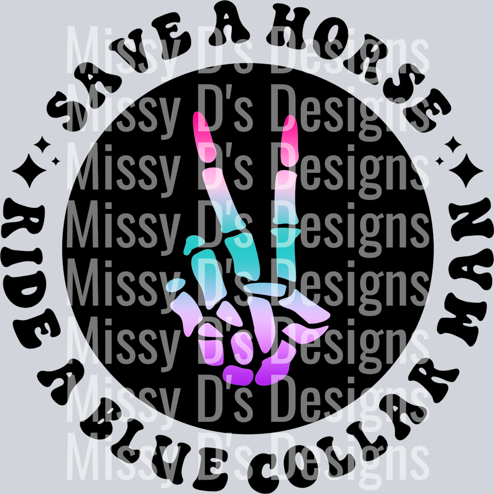 Color Save A Horse Ride A Blue Collar Man Pocket Design