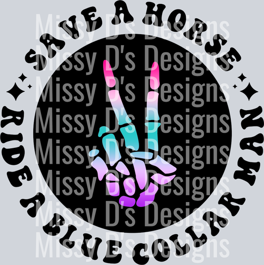 Color Save A Horse Ride A Blue Collar Man Pocket Design